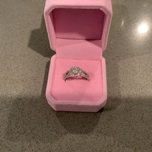 Ring, diamond with diamond accents lab created, silver, Sz 8